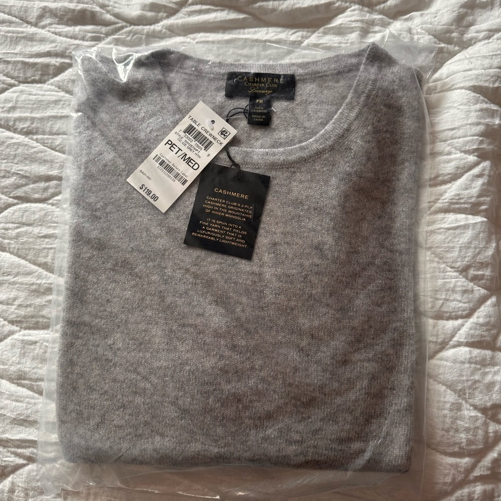 Charter Club Luxury Grey Cashmere sweater
